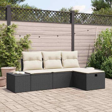 vidaXL Tuin Sofa Set 4 st poly rattan, Verzenden, Nieuw, Rotan, 4 zitplaatsen