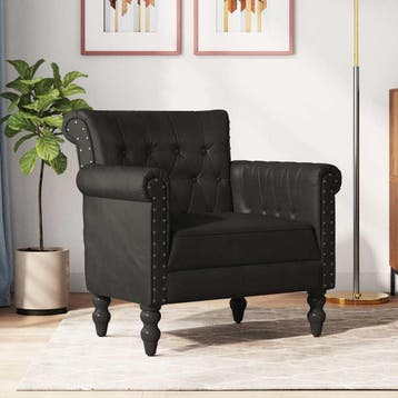vidaXL Fauteuil echt geitenleer zwart, Verzenden, Nieuw