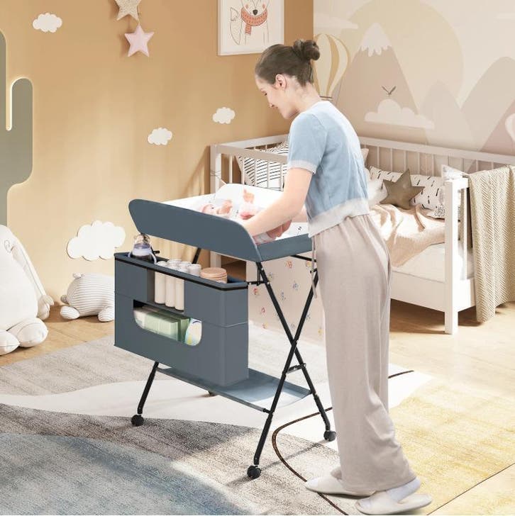 In hoogte verstelbare opvouwbare babycommode met wielen, Huis en Inrichting, Kasten | Overige, Nieuw, Verzenden