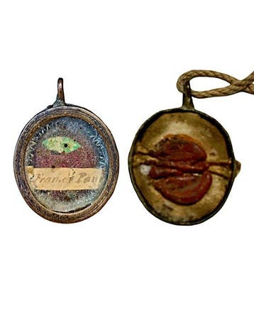 Reliekhouder - Brons, Glas, Textiel, Was - 1850-1900 - San