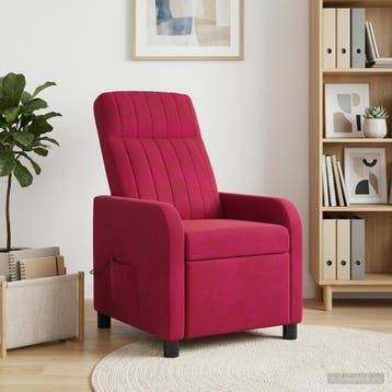 vidaXL Massage Recliner Wijnrood fluweel, Huis en Inrichting, Verzenden, Nieuw
