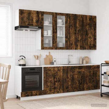 vidaXL Keukenblok KALMAR 8 st Gerookt eiken Bewerkt hout, Verzenden, Nieuw, Bruin