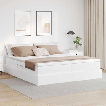 vidaXL Opbergbed met matras met matras Wit 180 x 200 cm Nep, Verzenden, Nieuw, Wit, Overige materialen