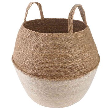 vidaXL Plantenpot met handvatten Wit Ø 32 x 32 cm 100%, Verzenden, Nieuw, 30 tot 60 cm
