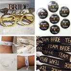 Bride to Be en I Do Crew set met sjerp en buttons 19-delig, Verzenden, Nieuw, Feestartikel, Geboorte of Huwelijk