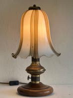 Tafellamp - Hout, messing , glas enz - Tafel/Paddenstoel