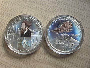 Duitsland. Silver medal Conrad Röntgen und Otto Lilienthal 2