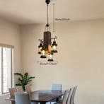 Industriële Retro Hanglamp – 4-Lichts Hout en IJzer Design, Huis en Inrichting, Lampen | Hanglampen, Verzenden, Nieuw