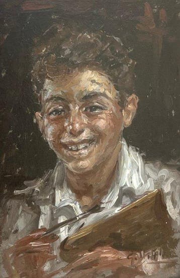 Giancarlo Vitali (1929-2018) - Ritratto di giovane pittore, Antiek en Kunst, Kunst | Schilderijen | Klassiek