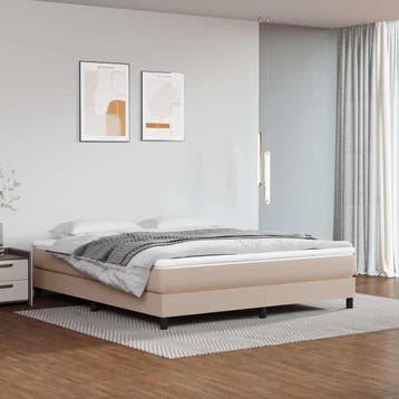 vidaXL Boxspring bed kunstleer cappuccinokleurig 160x200 cm, Overige materialen, Bruin, Verzenden, 200 cm