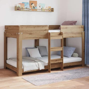 vidaXL Bunk Bed voor Kinderen Artisan Eiken 90 x 190 cm, Eenpersoons, Bruin, Verzenden, Nieuw