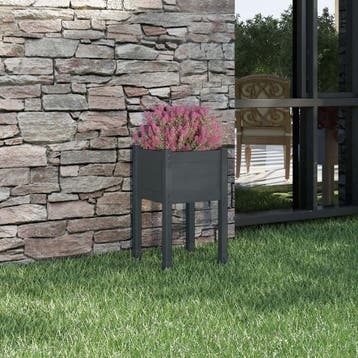 vidaXL Plantenbak 40x40x70 cm massief grenenhout grijs, Verzenden, Minder dan 60 cm, Nieuw, 60 cm of meer