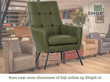 Leren fauteuil Proud - Granada Moss (olijf/groen), Nieuw, Ophalen of Verzenden, 75 tot 100 cm, Industrieel, Modern