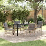 vidaXL Tuin eettafelset met kussen 5 pcs Beige poly rattan, Verzenden, Nieuw, Rotan, 5 zitplaatsen