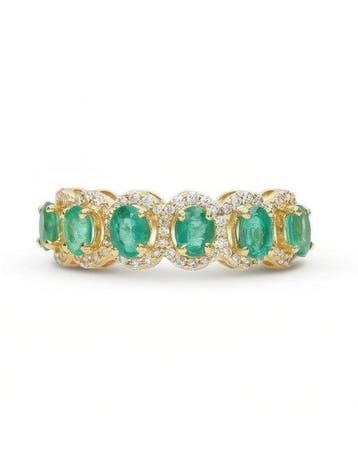 Eeuwigheidsring - 14 karaat Geel goud - 1.20ct. tw. Smaragd