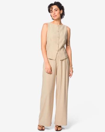 HEMA Damesbroek Sarie wide fit beige, Kleding | Dames, Verzenden, Nieuw