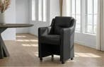Zwarte leren eetkamerstoelen, Ophalen of Verzenden, Nieuw, Leer