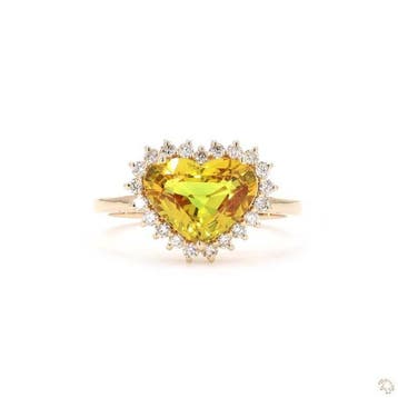 Ring - 14 karaat Geel goud - 3.11ct. tw. Saffier - Diamant, Sieraden, Tassen en Uiterlijk, Ringen, Nieuw