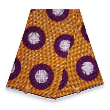 Afrikaanse stof - Oranje Paars Circles - 100% katoen - 1 yar, Hobby en Vrije tijd, Stoffen en Lappen, Ophalen of Verzenden, Nieuw