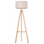 Houten vloerlamp tripod met stoffen kap, Verzenden, Nieuw