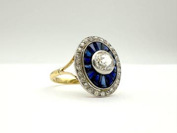 Ring - 18 karaat Geel goud, Witgoud - 1.01ct. tw. Diamant, Nieuw