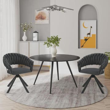 Set van 2 fluwelen draaistoelen 360° met geweven rugleuning, Verzenden, Nieuw