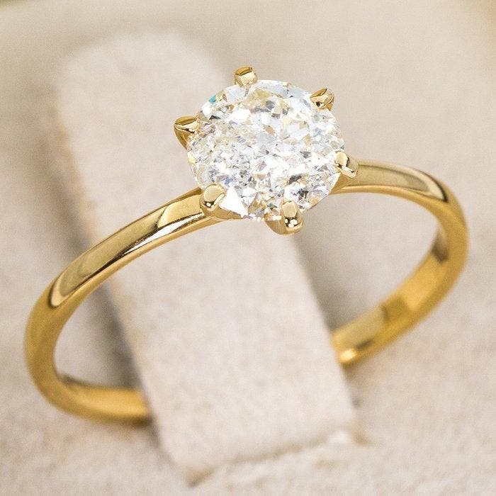 Zonder minimumprijs - Ring - 14 karaat Geel goud - 1.01ct., Sieraden, Tassen en Uiterlijk, Ringen