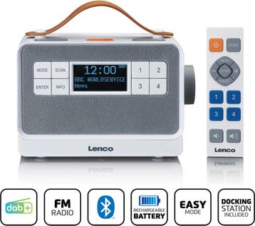 DAB Radio - met Bluetooth - DAB+ - Noodradio - Wit - Lenco •, Verzenden, Zo goed als nieuw