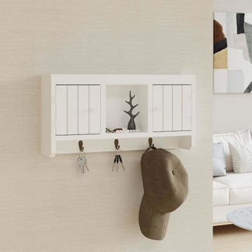 vidaXL Sleutelkastje 40x8,5x20 cm bewerkt hout en staal wit, Huis en Inrichting, Verzenden, Nieuw
