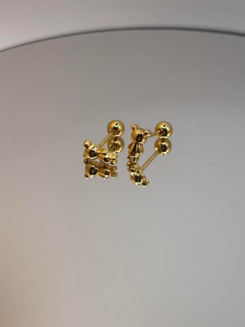 Draaiknop Teddy Bear Oorbellen - Goudkleurig, Sieraden, Tassen en Uiterlijk, Oorbellen, Overige materialen, Verzenden, Nieuw, Knopjes of Stekers