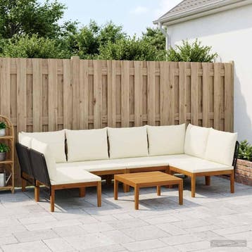 vidaXL 7 st Massief acaciahout & touw Naturel, Verzenden, Nieuw, 7 zitplaatsen