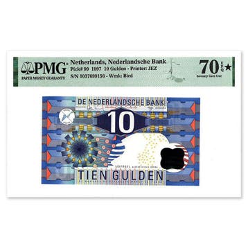 10 Gulden IJsvogel 1997 PMG 70, Verzenden