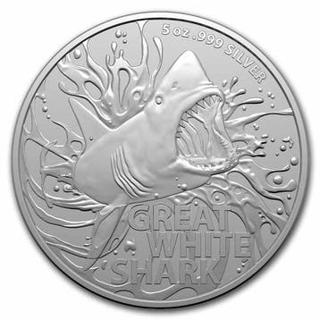 Most Dangerous - Great White Shark -  5 oz 2022, Verzenden, Losse munt, Zilver