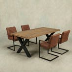 Mangohouten Eettafel Rechthoek Cedric 220x100 cm (6cm), Verzenden, Nieuw, Industriële meubels, Rechthoekig