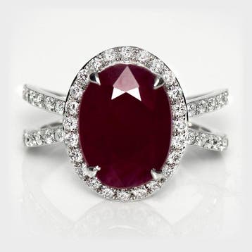 Zonder minimumprijs - Ring - 14 karaat Witgoud, HRD 5,07 ct, Nieuw