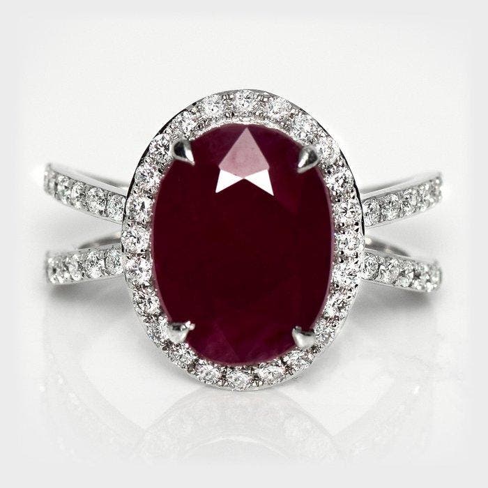 Zonder minimumprijs - Ring - 14 karaat Witgoud, HRD 5,07 ct, Sieraden, Tassen en Uiterlijk, Ringen