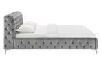 Design tweepersoonsbed MODERN BAROK 180x200cm grijs fluweel, Ophalen of Verzenden, Nieuw