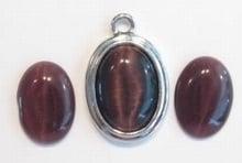 3x Plaksteen glas cate-eye ovaal donker Amethist 18 x 13m..., Ophalen of Verzenden, Nieuw, Overige typen