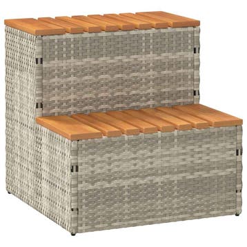 vidaXL Hottub-opstap 50x50x50,5 cm poly rattan&massief, Verzenden, Nieuw