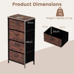 LIVSK Ladekast met 4 Lades - Rustiek Bruin - Houten Opbergop, Verzenden, Nieuw