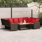 vidaXL Tuinbank met kussens poly rattan bruin, Verzenden, Nieuw