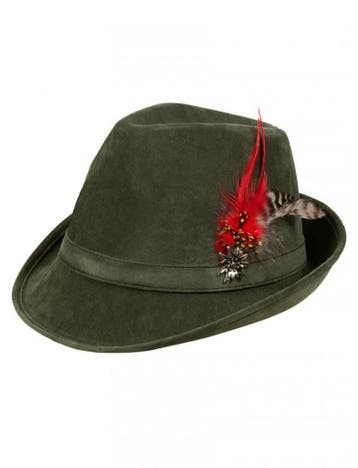 KIMU® Tiroler Hoed Mos Groen Jagershoedje Oktoberfest Hoedje, Ophalen of Verzenden, Nieuw, Feestartikel, Carnaval