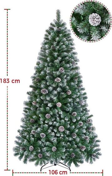 2dekans | Yaheetech Kunstkerstboom Besneeuwd – 183 cm –, Diversen, Kerst, Ophalen of Verzenden, Zo goed als nieuw