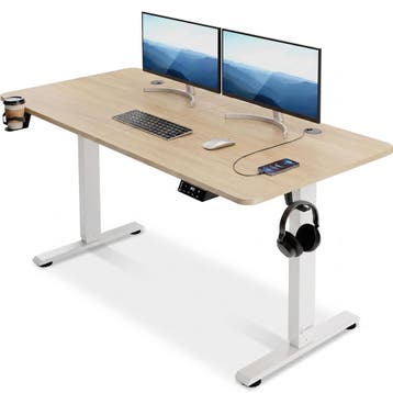 In hoogte verstelbaar bureau Bruin 140x60x73-118cm, Verzenden, Nieuw