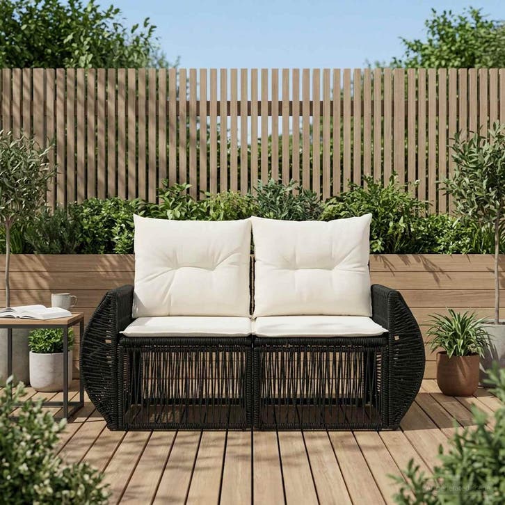 vidaXL Tuinbank 2-Aantal zitplaatsen Zwart poly rattan, Tuin en Terras, Tuinsets en Loungesets, Nieuw, Rotan, Verzenden