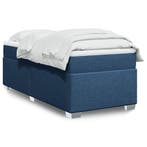 vidaXL Boxspring met matras stof blauw 100x200 cm, 100 cm, Eenpersoons, Nieuw, 200 cm