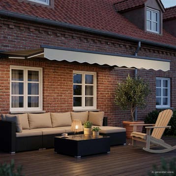 vidaXL Handmatig knikarmscherm met solar LED 2,5 x 2 m, Verzenden, Nieuw
