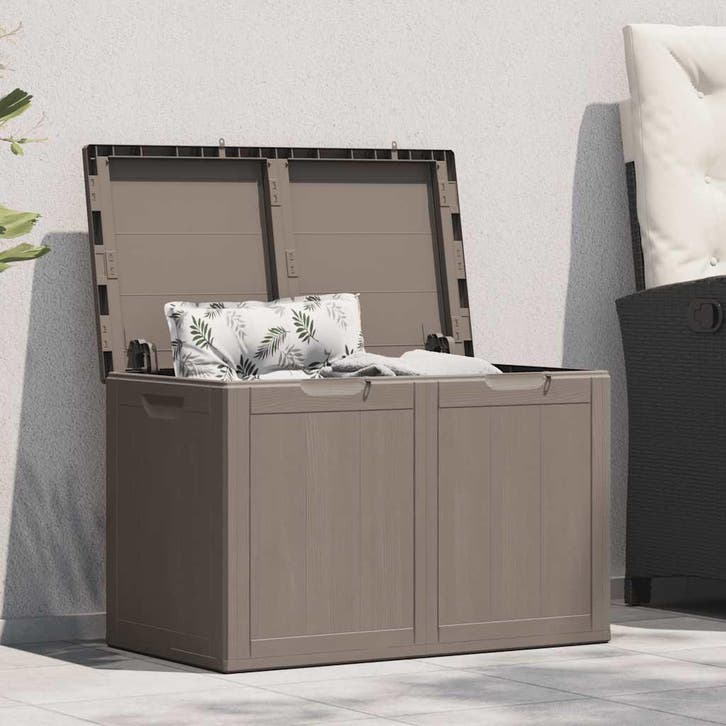 vidaXL Tuinbox 180 L PP houtlook bruin, Tuin en Terras, Overige Tuin en Terras, Nieuw, Verzenden