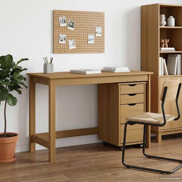 vidaXL Bureau en rollende kast set MOSS 2 st HoningBruin, Huis en Inrichting, Bureaus, Verzenden, Nieuw
