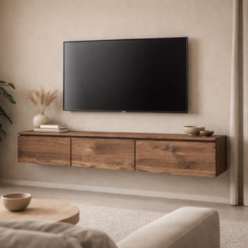 Notenhouten tv-meubel Oliva | Maatwerk Mogelijk | SALE -10%, Japandi, sad beige, Met klep(pen), Nieuw, Ophalen of Verzenden